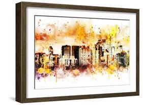 NYC Watercolor Collection - Yellow Skyline-Philippe Hugonnard-Framed Art Print