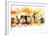 NYC Watercolor Collection - Yellow Skyline-Philippe Hugonnard-Framed Art Print