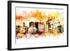 NYC Watercolor Collection - Yellow Skyline-Philippe Hugonnard-Framed Art Print