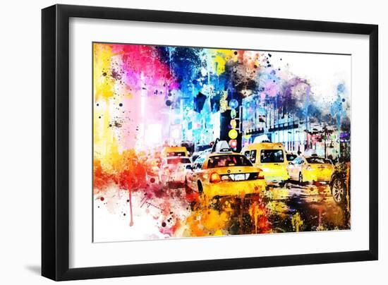 NYC Watercolor Collection - Yellow Taxis-Philippe Hugonnard-Framed Art Print