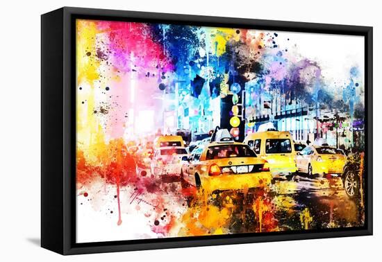 NYC Watercolor Collection - Yellow Taxis-Philippe Hugonnard-Framed Stretched Canvas