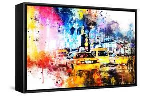 NYC Watercolor Collection - Yellow Taxis-Philippe Hugonnard-Framed Stretched Canvas