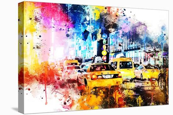 NYC Watercolor Collection - Yellow Taxis-Philippe Hugonnard-Stretched Canvas