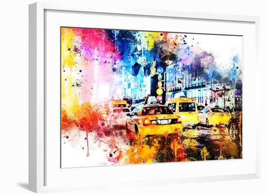 NYC Watercolor Collection - Yellow Taxis-Philippe Hugonnard-Framed Art Print