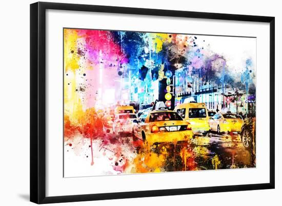 NYC Watercolor Collection - Yellow Taxis-Philippe Hugonnard-Framed Art Print