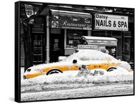 NYC Yellow Cab Buried in Snow-Philippe Hugonnard-Framed Stretched Canvas