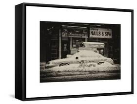 NYC Yellow Cab Buried in Snow-Philippe Hugonnard-Framed Stretched Canvas