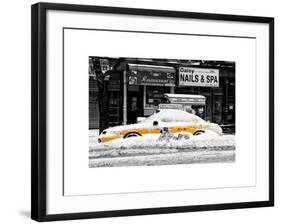 NYC Yellow Cab Buried in Snow-Philippe Hugonnard-Framed Art Print