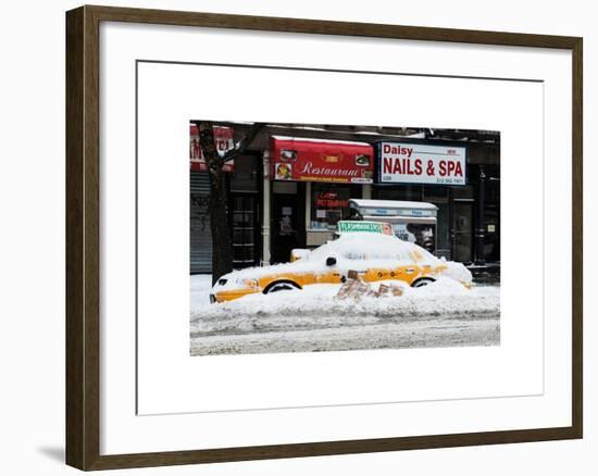 NYC Yellow Cab Buried in Snow-Philippe Hugonnard-Framed Art Print