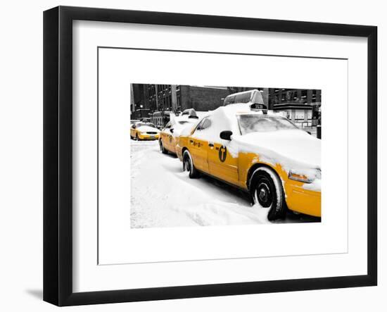 NYC Yellow Cab in the Snow-Philippe Hugonnard-Framed Art Print