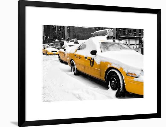 NYC Yellow Cab in the Snow-Philippe Hugonnard-Framed Art Print