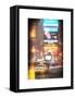 NYC Yellow Taxi at Times Square during a Snowstorm by Night-Philippe Hugonnard-Framed Stretched Canvas