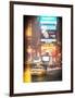 NYC Yellow Taxi at Times Square during a Snowstorm by Night-Philippe Hugonnard-Framed Art Print