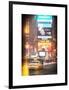 NYC Yellow Taxi at Times Square during a Snowstorm by Night-Philippe Hugonnard-Framed Art Print