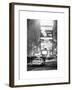 NYC Yellow Taxi at Times Square during a Snowstorm by Night-Philippe Hugonnard-Framed Art Print