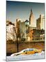 NYC Yellow Taxi Buried in Snow at Sunset near the Empire State Building in Manhattan-Philippe Hugonnard-Mounted Photographic Print
