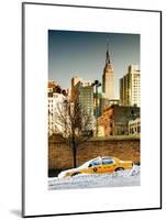 NYC Yellow Taxi Buried in Snow at Sunset near the Empire State Building in Manhattan-Philippe Hugonnard-Mounted Art Print