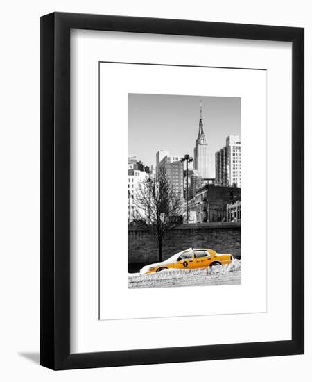 NYC Yellow Taxi Buried in Snow near the Empire State Building in Manhattan-Philippe Hugonnard-Framed Art Print