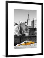 NYC Yellow Taxi Buried in Snow near the Empire State Building in Manhattan-Philippe Hugonnard-Framed Art Print