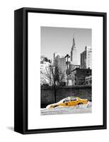 NYC Yellow Taxi Buried in Snow near the Empire State Building in Manhattan-Philippe Hugonnard-Framed Stretched Canvas