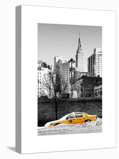 NYC Yellow Taxi Buried in Snow near the Empire State Building in Manhattan-Philippe Hugonnard-Stretched Canvas