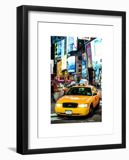 NYC Yellow Taxis / Cabs in Times Square by Night - Manhattan - New York-Philippe Hugonnard-Framed Art Print