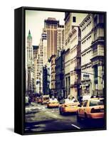 NYC Yellow Taxis / Cabs on Broadway Avenue in Manhattan - New York City - United States-Philippe Hugonnard-Framed Stretched Canvas