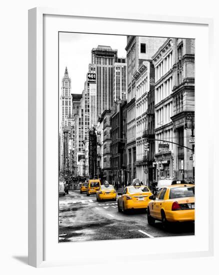 NYC Yellow Taxis / Cabs on Broadway Avenue in Manhattan - New York City - United States-Philippe Hugonnard-Framed Photographic Print