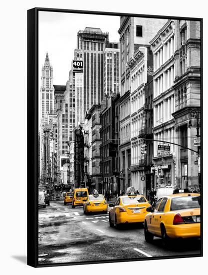 NYC Yellow Taxis / Cabs on Broadway Avenue in Manhattan - New York City - United States-Philippe Hugonnard-Framed Stretched Canvas