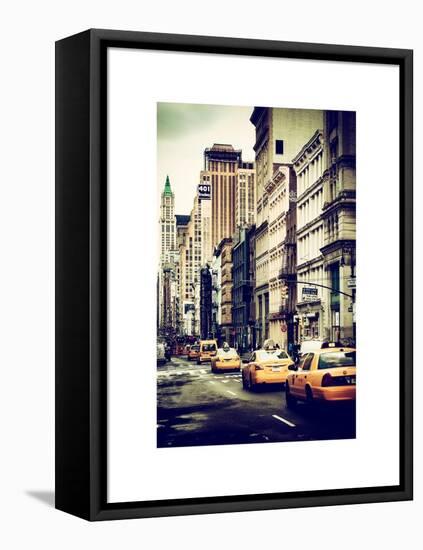 NYC Yellow Taxis / Cabs on Broadway Avenue in Manhattan - New York City - United States-Philippe Hugonnard-Framed Stretched Canvas