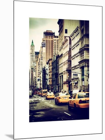 NYC Yellow Taxis / Cabs on Broadway Avenue in Manhattan - New York City - United States-Philippe Hugonnard-Mounted Art Print