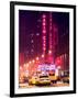 NYC Yellow Taxis in Manhattan under the Snow in front of the Radio City Music Hall-Philippe Hugonnard-Framed Photographic Print