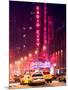 NYC Yellow Taxis in Manhattan under the Snow in front of the Radio City Music Hall-Philippe Hugonnard-Mounted Photographic Print