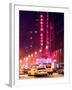 NYC Yellow Taxis in Manhattan under the Snow in front of the Radio City Music Hall-Philippe Hugonnard-Framed Photographic Print