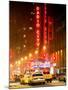 NYC Yellow Taxis in Manhattan under the Snow in front of the Radio City Music Hall-Philippe Hugonnard-Mounted Photographic Print