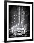 NYC Yellow Taxis in Manhattan under the Snow in front of the Radio City Music Hall-Philippe Hugonnard-Framed Photographic Print