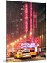 NYC Yellow Taxis in Manhattan under the Snow in front of the Radio City Music Hall-Philippe Hugonnard-Mounted Photographic Print