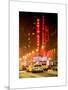 NYC Yellow Taxis in Manhattan under the Snow in front of the Radio City Music Hall-Philippe Hugonnard-Mounted Art Print