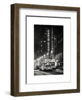 NYC Yellow Taxis in Manhattan under the Snow in front of the Radio City Music Hall-Philippe Hugonnard-Framed Art Print