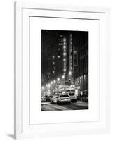 NYC Yellow Taxis in Manhattan under the Snow in front of the Radio City Music Hall-Philippe Hugonnard-Framed Art Print