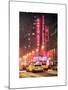 NYC Yellow Taxis in Manhattan under the Snow in front of the Radio City Music Hall-Philippe Hugonnard-Mounted Art Print