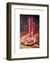 NYC Yellow Taxis in Manhattan under the Snow in front of the Radio City Music Hall-Philippe Hugonnard-Framed Art Print