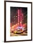 NYC Yellow Taxis in Manhattan under the Snow in front of the Radio City Music Hall-Philippe Hugonnard-Framed Art Print