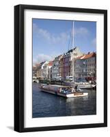 Nyhavn and Riverboat, Copenhagen, Denmark, Scandinavia, Europe-Frank Fell-Framed Photographic Print
