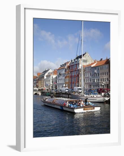 Nyhavn and Riverboat, Copenhagen, Denmark, Scandinavia, Europe-Frank Fell-Framed Photographic Print