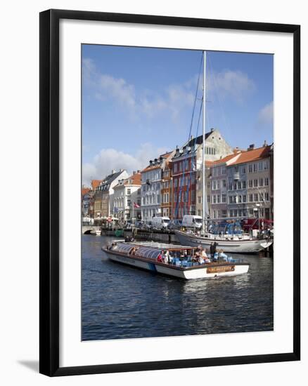 Nyhavn and Riverboat, Copenhagen, Denmark, Scandinavia, Europe-Frank Fell-Framed Photographic Print