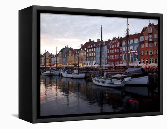 Nyhavn at Dusk, Copenhagen, Denmark, Scandinavia, Europe-Frank Fell-Framed Stretched Canvas