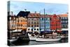 Nyhavn, Colorful Iconic Place in Copenhagen, Oil Painting Effect.-null-Stretched Canvas