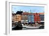 Nyhavn, Colorful Iconic Place in Copenhagen, Oil Painting Effect.-null-Framed Art Print