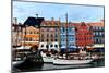 Nyhavn, Colorful Iconic Place in Copenhagen, Oil Painting Effect.-null-Mounted Art Print
